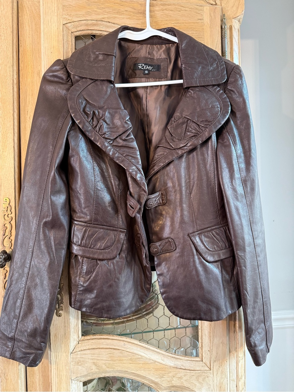 Vintage Women's Brown Leather Brown Jacket